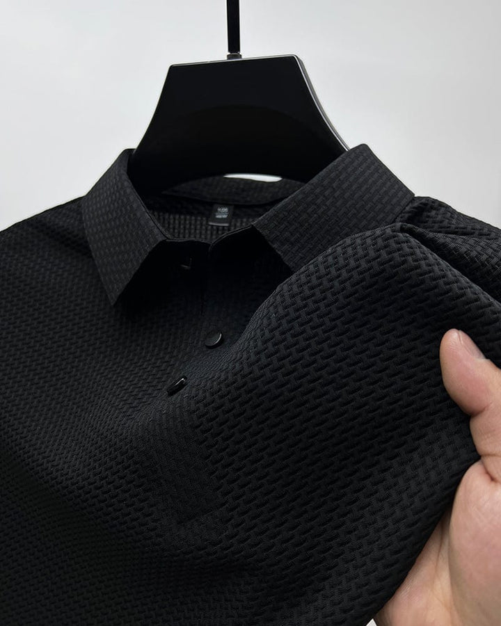 Tristan | Heren Getextureerd Polo Overhemd Met Knoopsluiting En Korte Mouwen