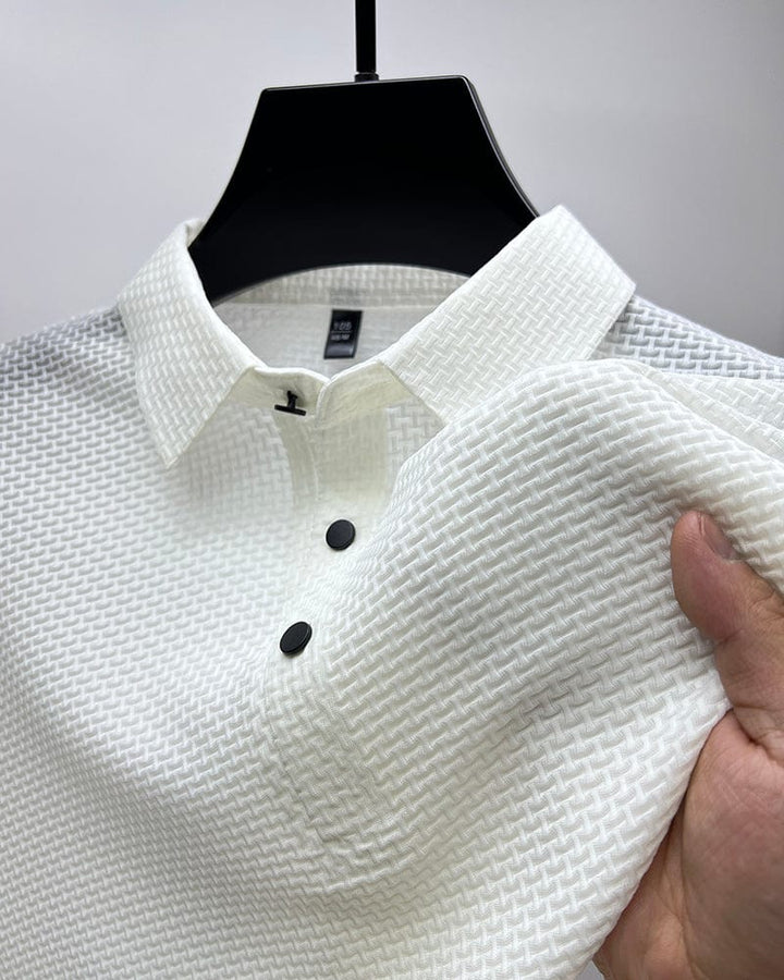 Tristan | Heren Getextureerd Polo Overhemd Met Knoopsluiting En Korte Mouwen