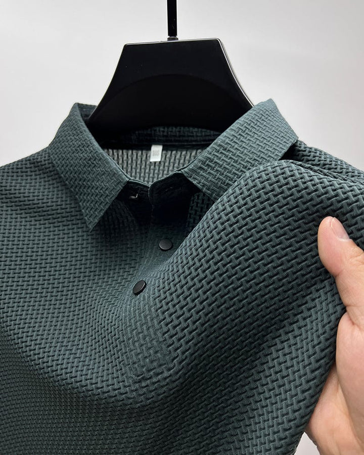Tristan | Heren Getextureerd Polo Overhemd Met Knoopsluiting En Korte Mouwen