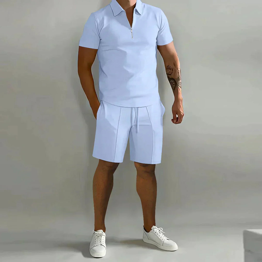 Seth | Heren Zip Polo Overhemd En Shorts Casual Set