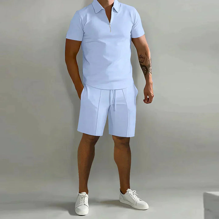 Seth | Heren Zip Polo Overhemd En Shorts Casual Set