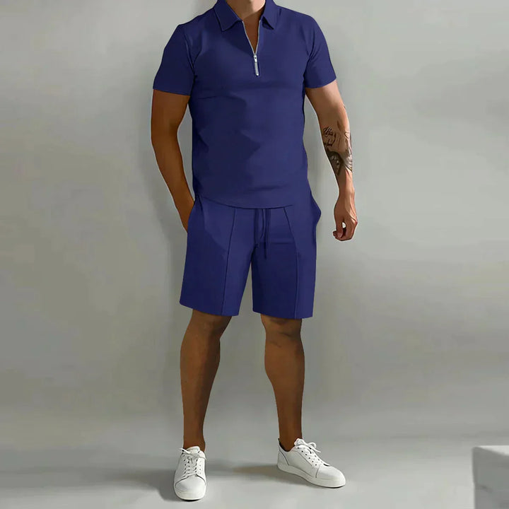 Seth | Heren Zip Polo Overhemd En Shorts Casual Set