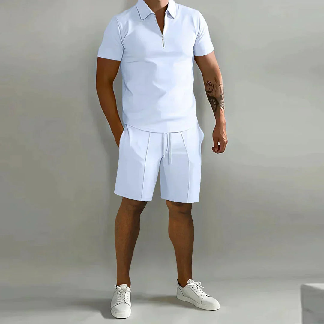 Seth | Heren Zip Polo Overhemd En Shorts Casual Set