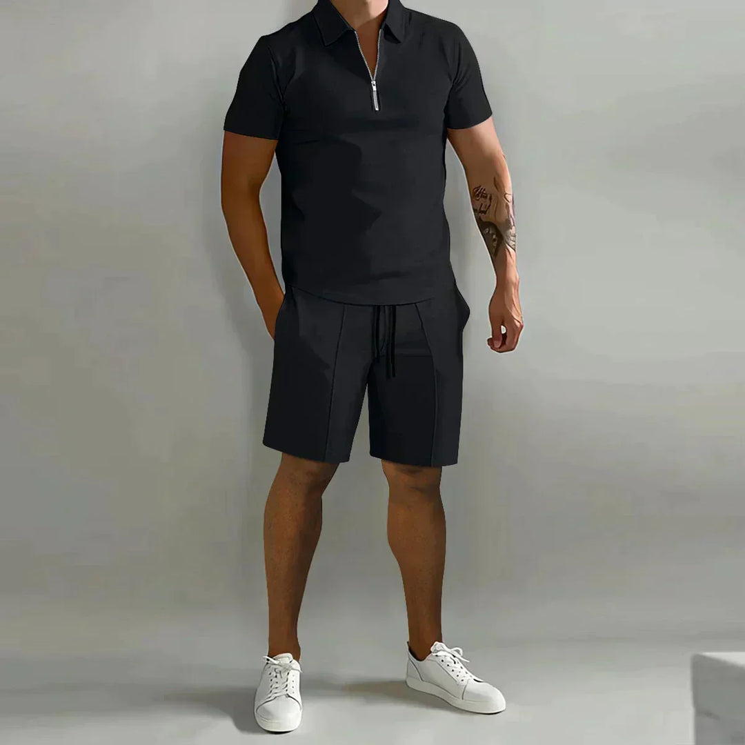 Seth | Heren Zip Polo Overhemd En Shorts Casual Set