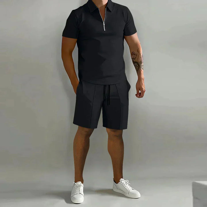 Seth | Heren Zip Polo Overhemd En Shorts Casual Set