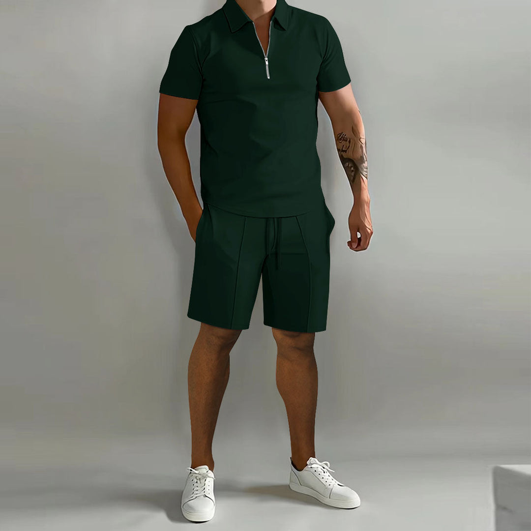 Seth | Heren Zip Polo Overhemd En Shorts Casual Set
