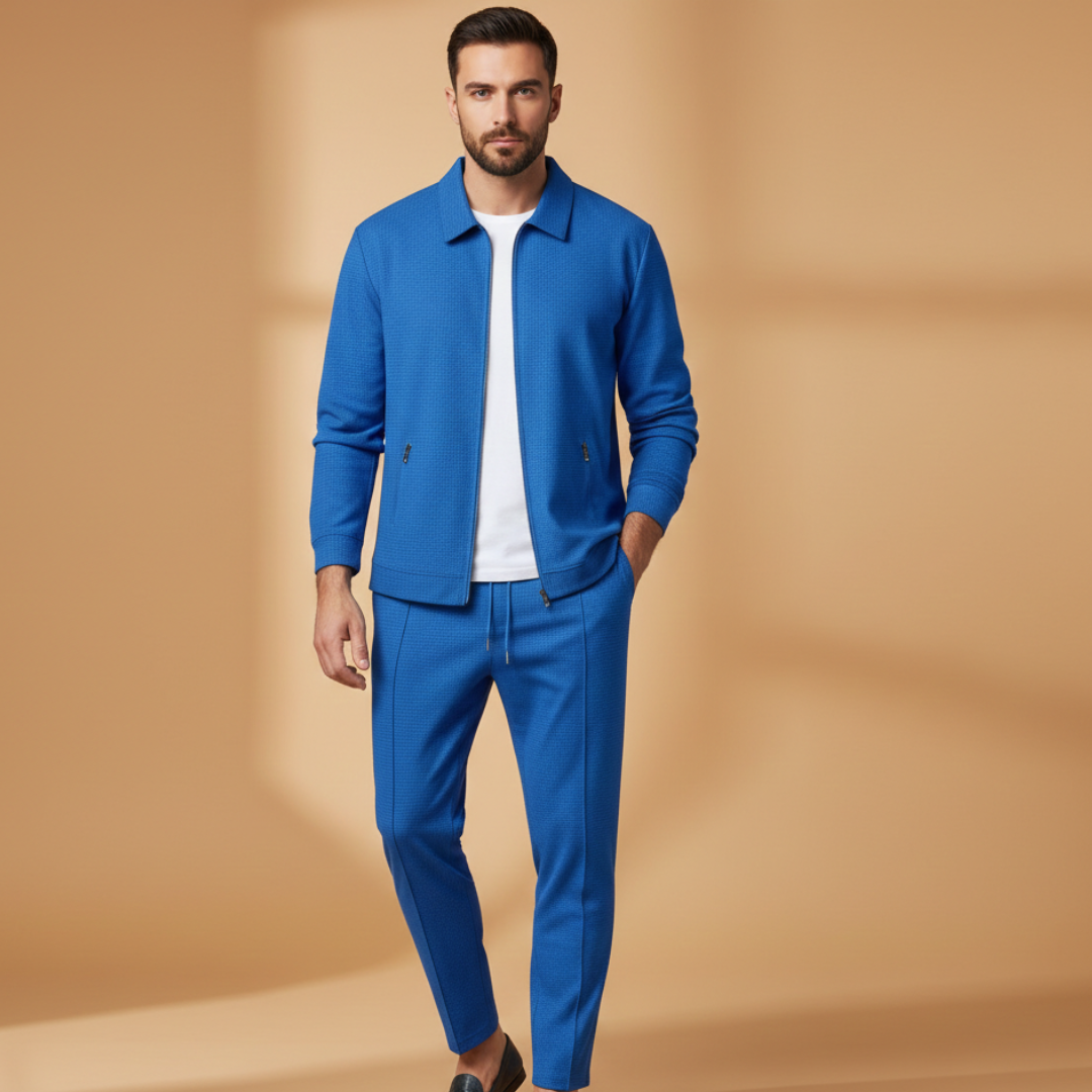 Franklin | Heren Casual Set Met Ritssluiting Jas En Tweedelig