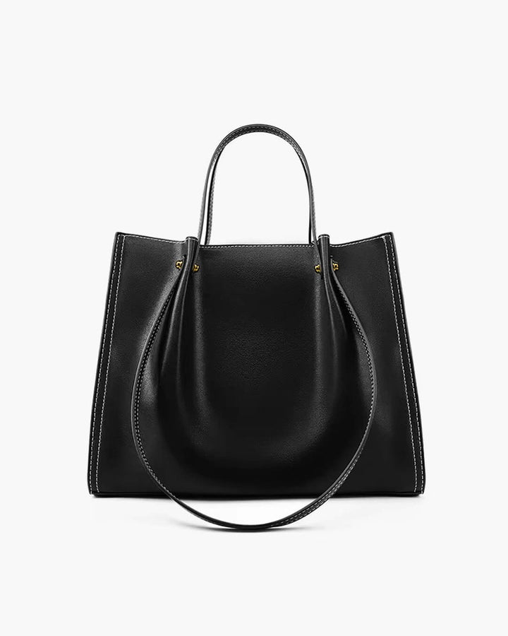 Minimalistische Vegan Leren Ruime Tote Bag - Black