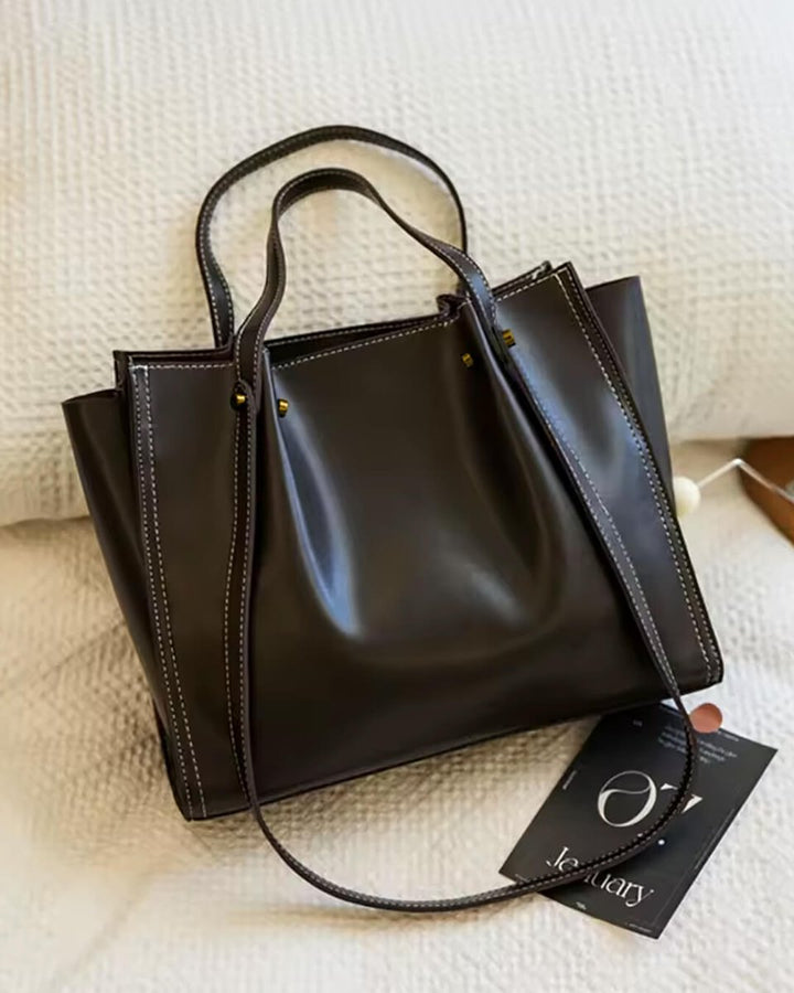 Minimalistische Vegan Leren Ruime Tote Bag