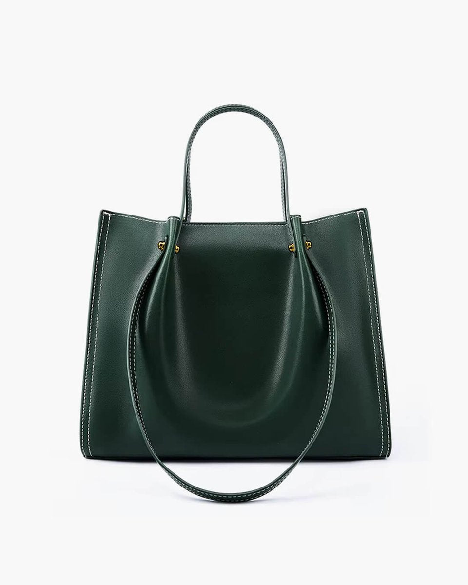 Minimalistische Vegan Leren Ruime Tote Bag - Green