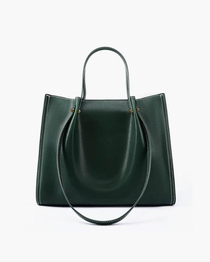 Minimalistische Vegan Leren Ruime Tote Bag - Green