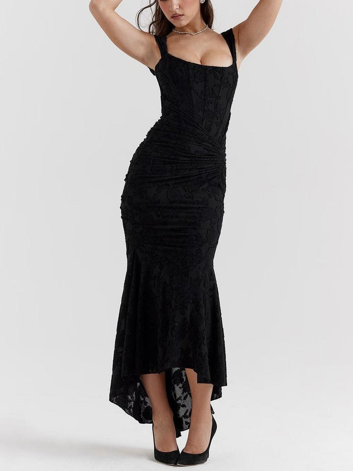 Mother of the Bride Dress Elegante Corset Mermaid Jurk met Jacquard Kant - Black