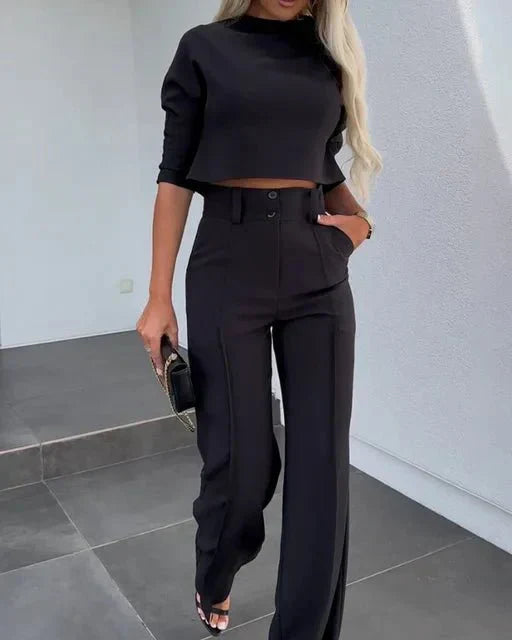 Jessica | Dames Lange Mouw Crop Broek Set