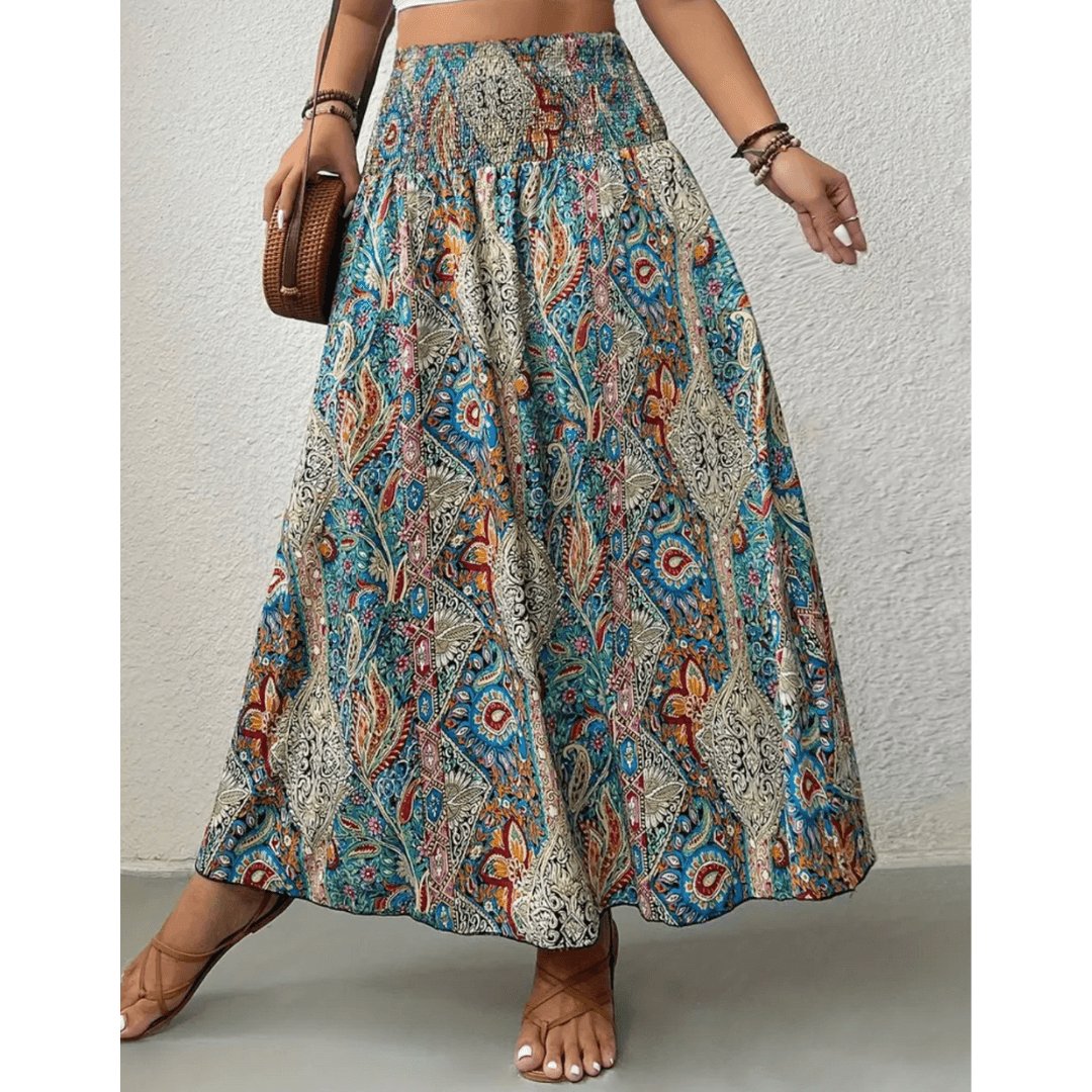 Laila | Dames Casual Boho Maxi Rok met Print
