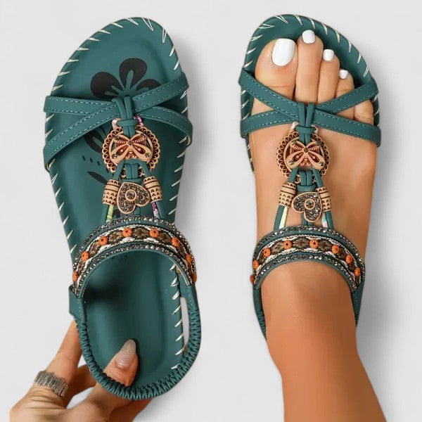Ellen | Dames Platte Sandalen met Bandjes en Open Teen