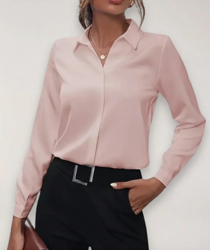 Phoebe | Dames Elegante Tailored Button-Up Werkblouse