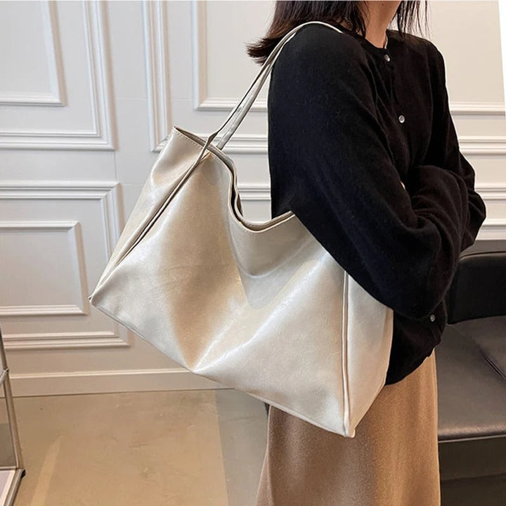 Retro PU-leren ruime tote bag dames schoudertas