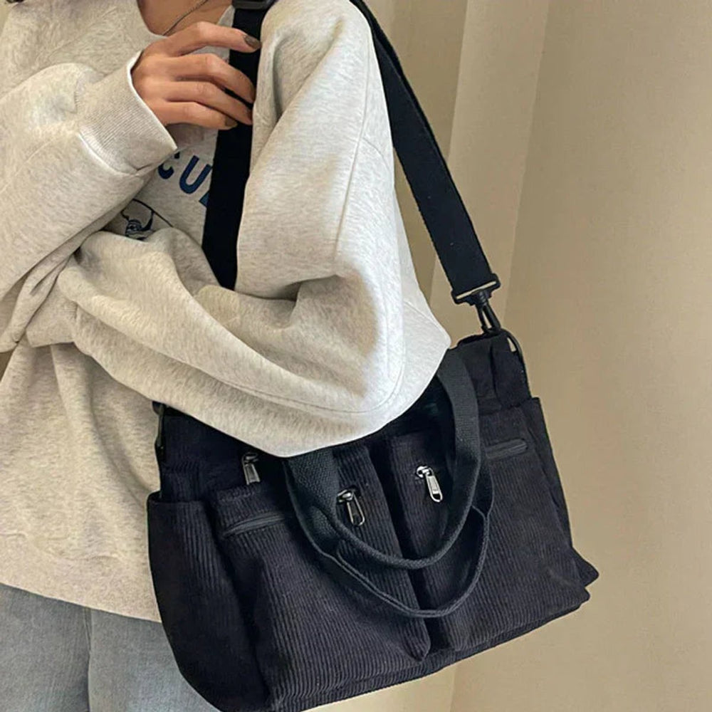 Ribfluwelen Multivak Tote Bag Dames Schoudertas