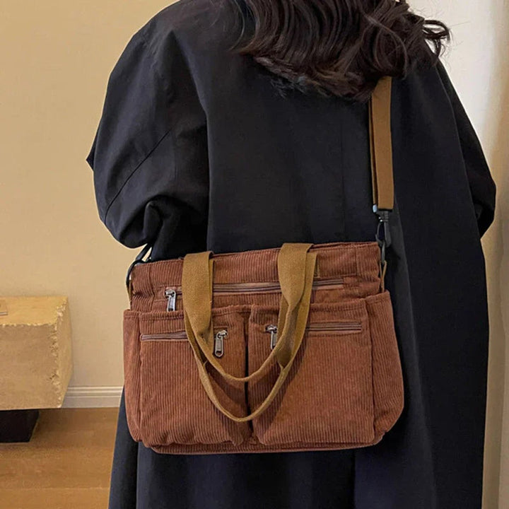 Ribfluwelen Multivak Tote Bag Dames Schoudertas