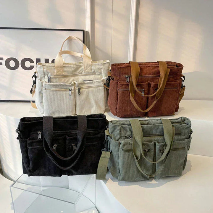 Ribfluwelen Multivak Tote Bag Dames Schoudertas