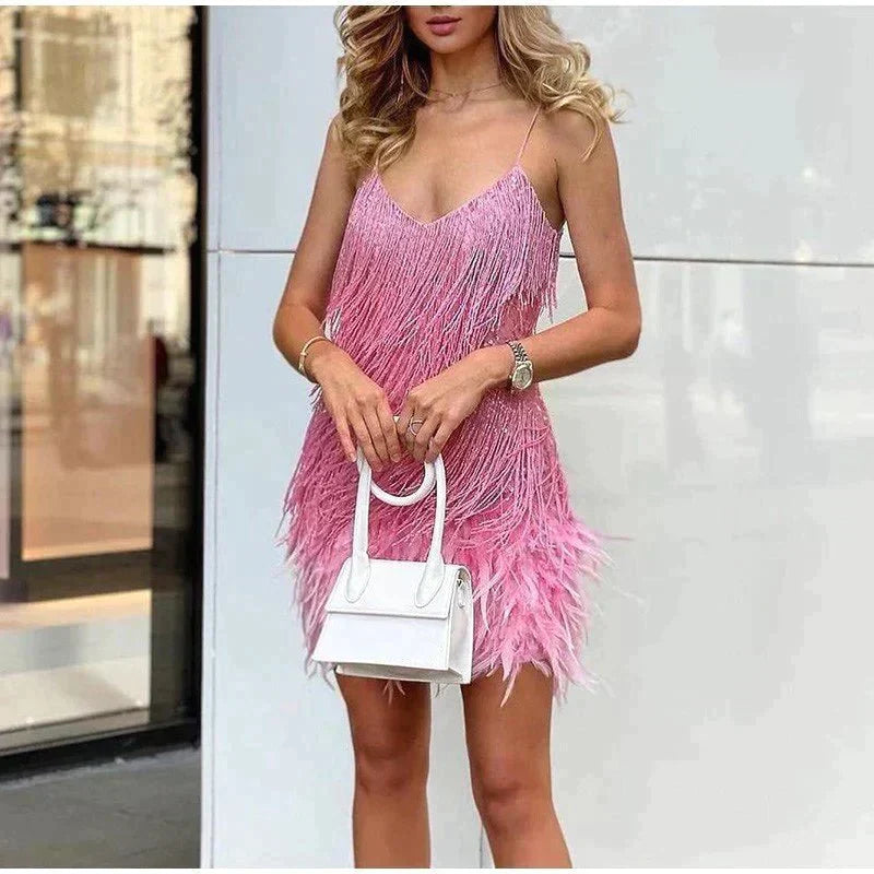 Samantha | Dames Zomer Aansluitende Cocktail Mini Jurk Met Pailletten