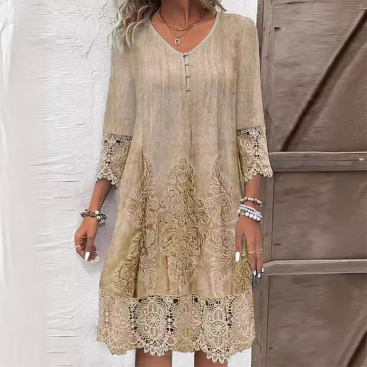 Alicia | Dames Vintage Shift Jurk Met Kanten Details