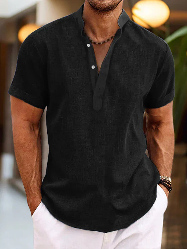 Averyn | Men Short Sleeve Henley Casual Shirt