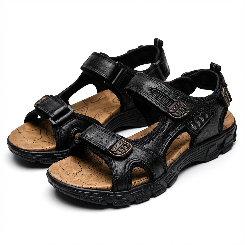 Unisex Klittenband Trekking Sandalen Avontuurlijke Rubberen Zool - Negro
