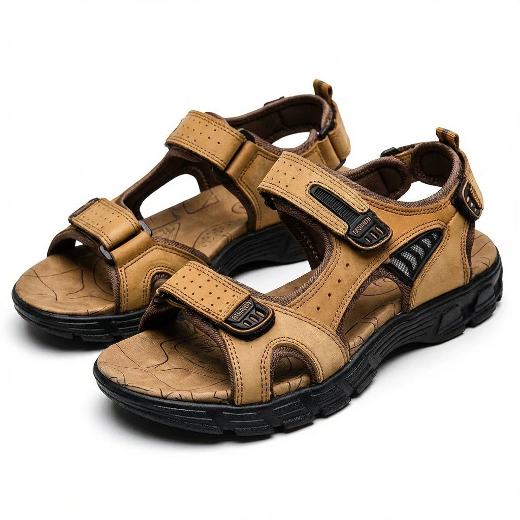 Unisex Klittenband Trekking Sandalen Avontuurlijke Rubberen Zool - Marrón claro