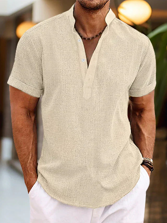 Averyn | Men Short Sleeve Henley Casual Shirt