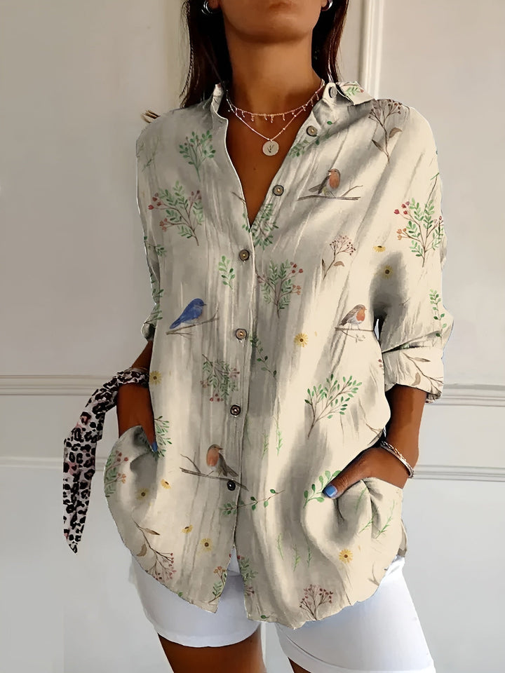Claire | Dames Blouse Met Bloemenprint En Knoopsluiting Aan De Voorkant