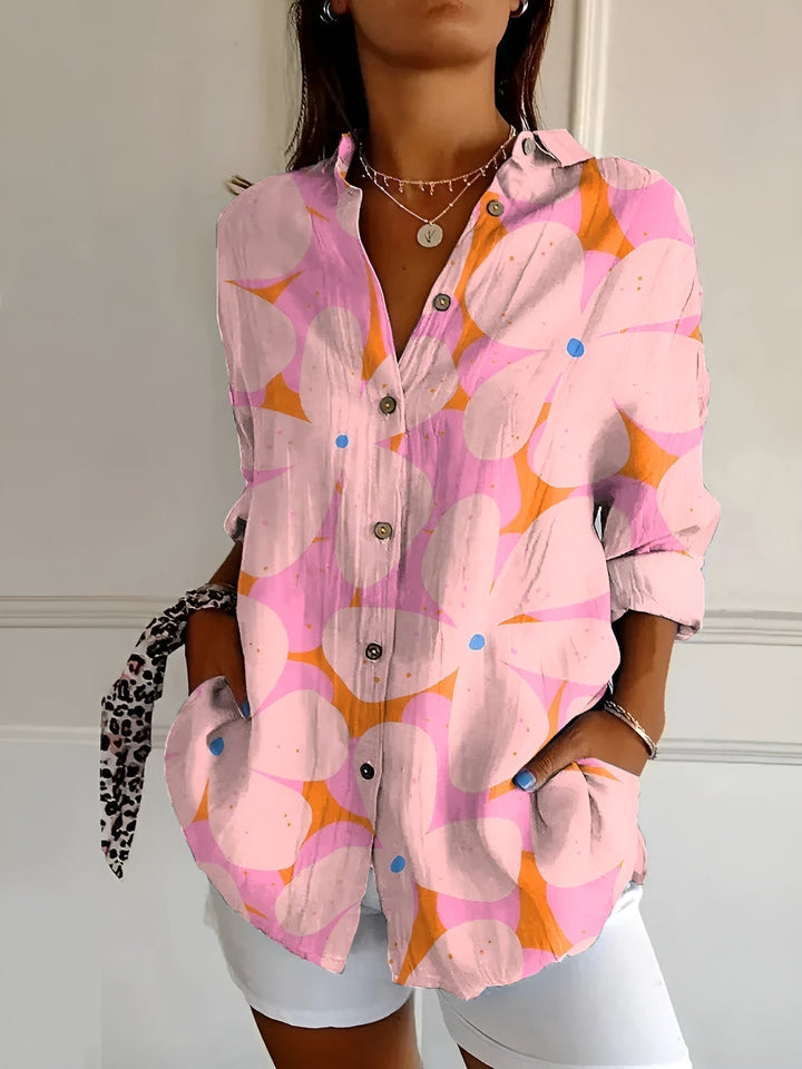Claire | Dames Blouse Met Bloemenprint En Knoopsluiting Aan De Voorkant