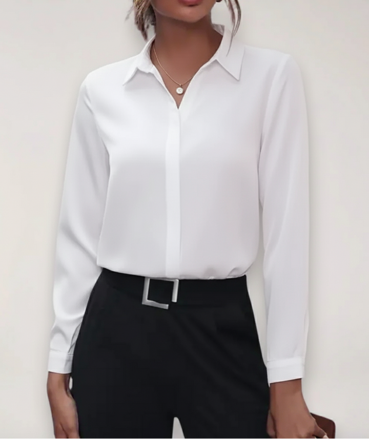 Phoebe | Dames Elegante Tailored Button-Up Werkblouse