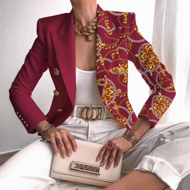 Jocelyn | Dames Blazer met Mix Print en Statement Mouwen