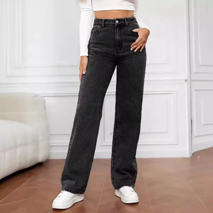 Valentina | Dames Hoge Taille Jeans Met Wijde Pijpen