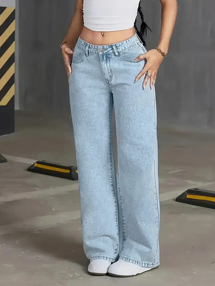 Natalie | Dames Licht Gewassen Jeans Met Wijde Pijpen