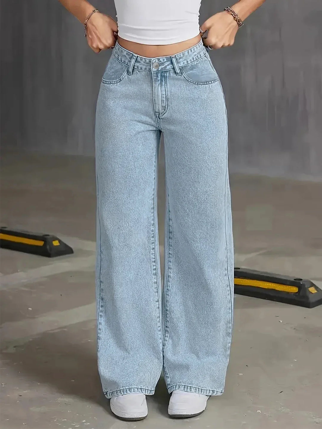 Natalie | Dames Licht Gewassen Jeans Met Wijde Pijpen
