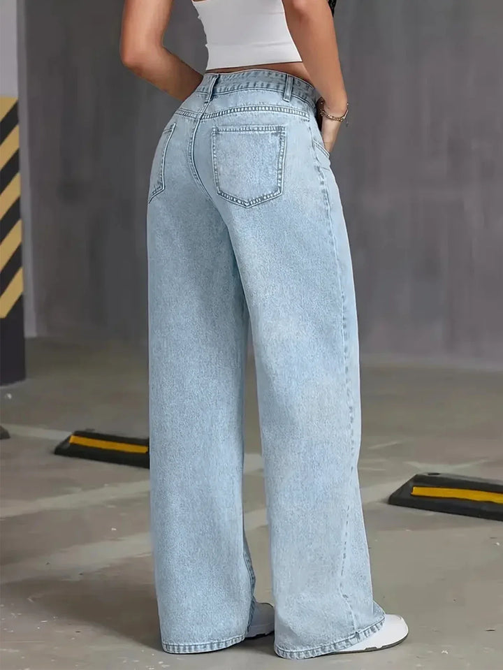 Natalie | Dames Licht Gewassen Jeans Met Wijde Pijpen