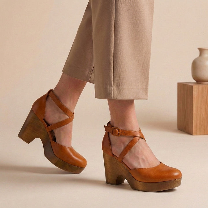 Genevieve | Dames Platform Hakken Met Bandjes En Blokhak