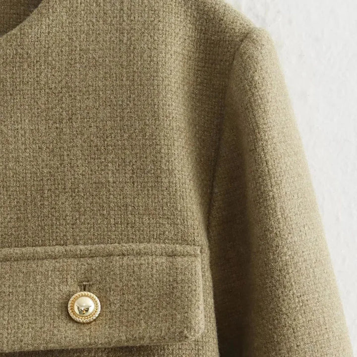 Jamie | Dames Cropped Bomberjas Met Knoopsluiting Aan De Voorkant