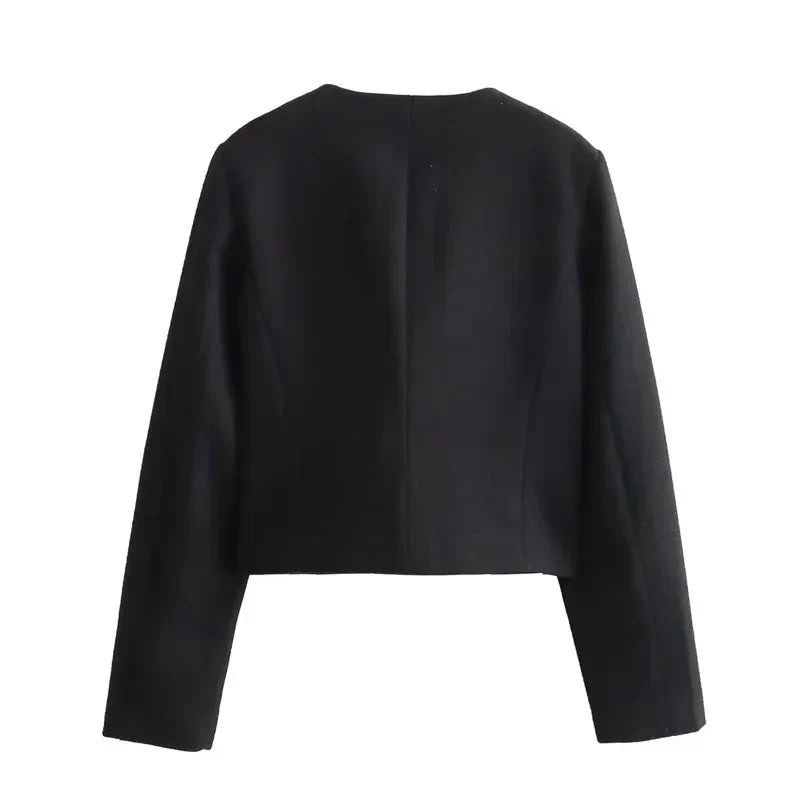 Jamie | Dames Cropped Bomberjas Met Knoopsluiting Aan De Voorkant