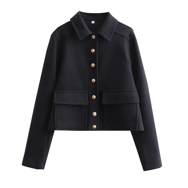Sienna | Dames Cropped Bomberjas Met Knoopsluiting Aan De Voorkant