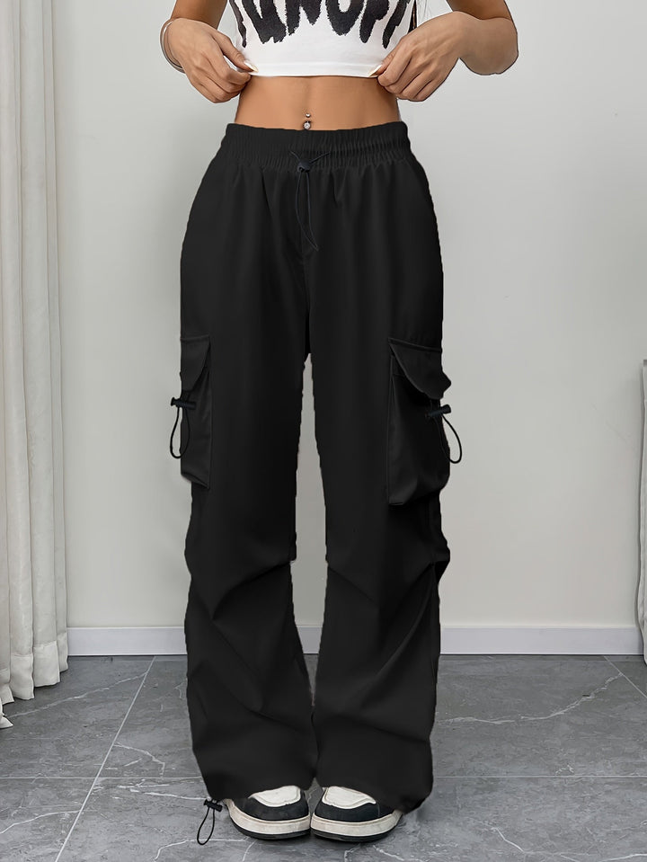 Jocelyn | Dames Cargo Broek Met Wijde Pijpen, Zakken En Trekkoord