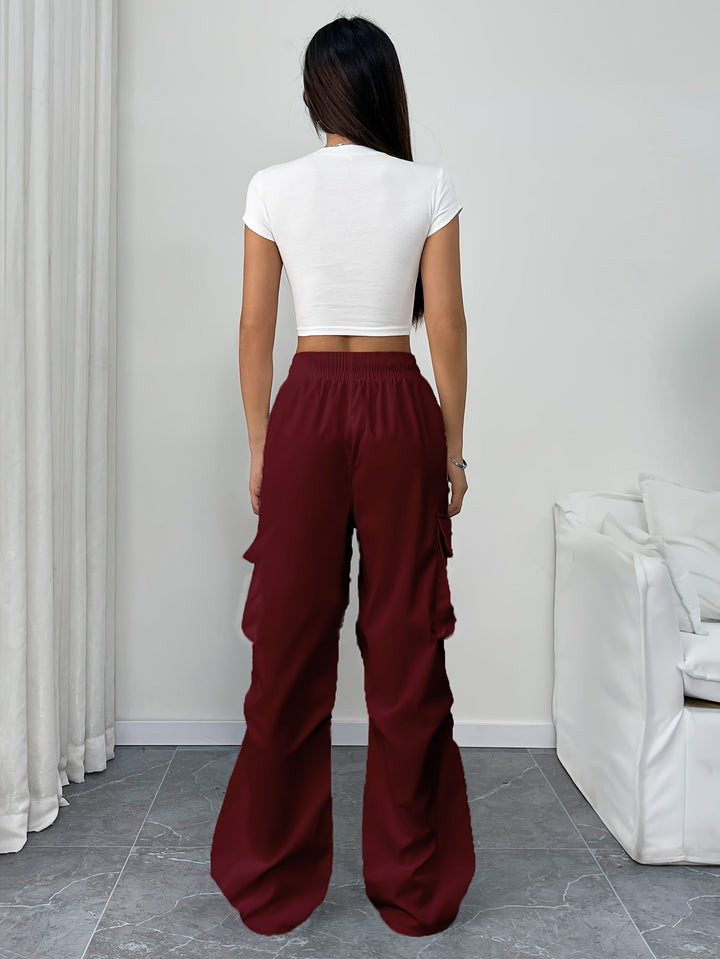 Jocelyn | Dames Cargo Broek Met Wijde Pijpen, Zakken En Trekkoord