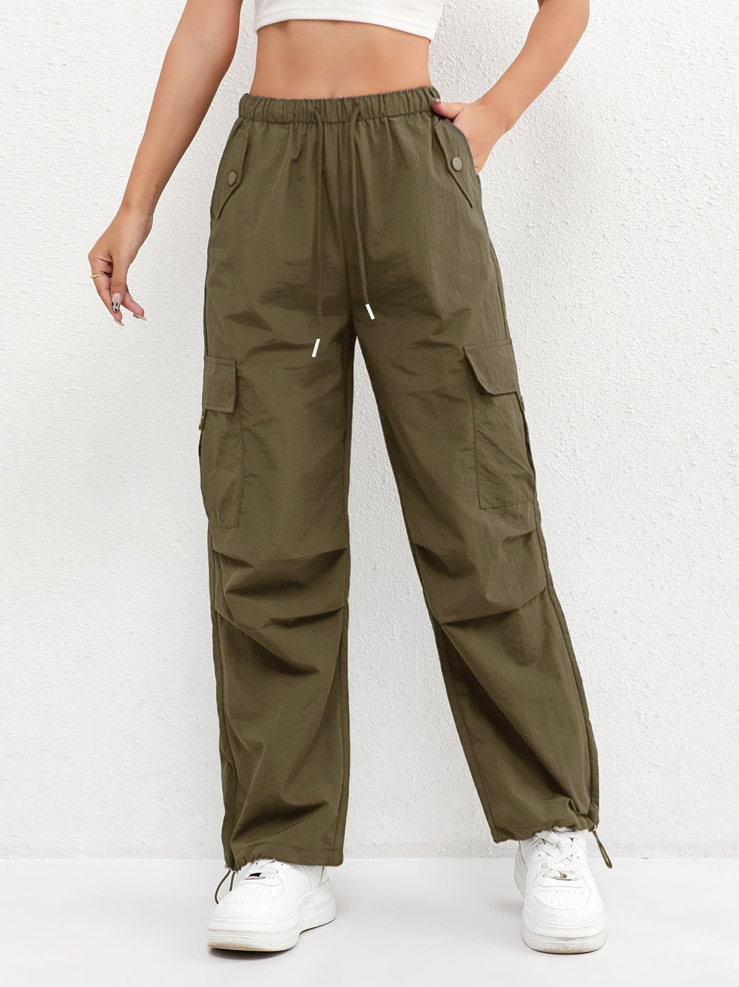 Dahlia | Dames Casual Cargo Broek Met Zakken En Trekkoord
