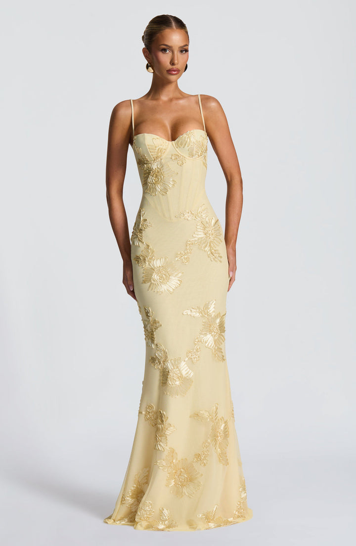 Dorothy | Dames Bloemen Geborduurde Maxi Jurk Voor Bruiloftsgasten
