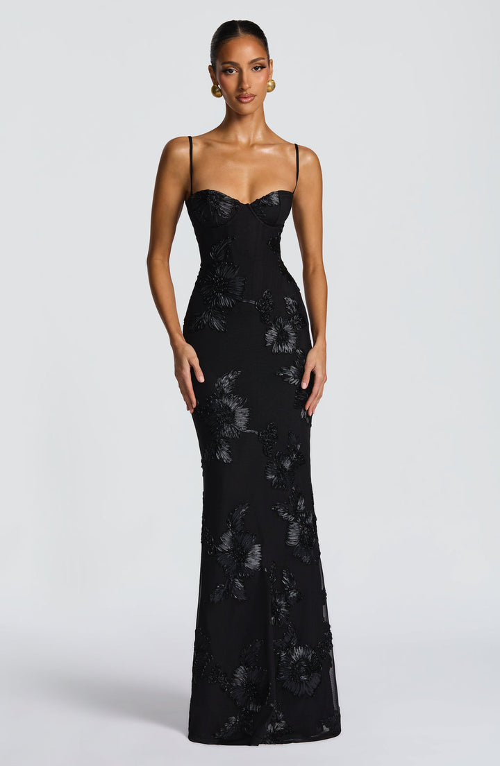 Dorothy | Dames Bloemen Geborduurde Maxi Jurk Voor Bruiloftsgasten