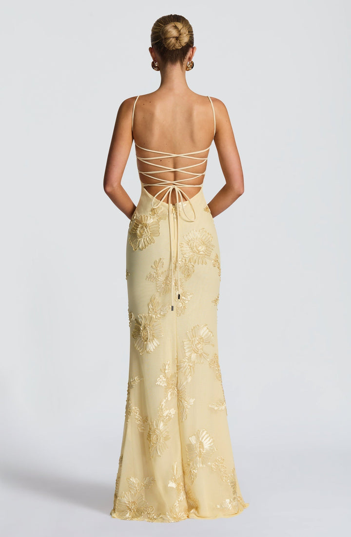 Dorothy | Dames Bloemen Geborduurde Maxi Jurk Voor Bruiloftsgasten