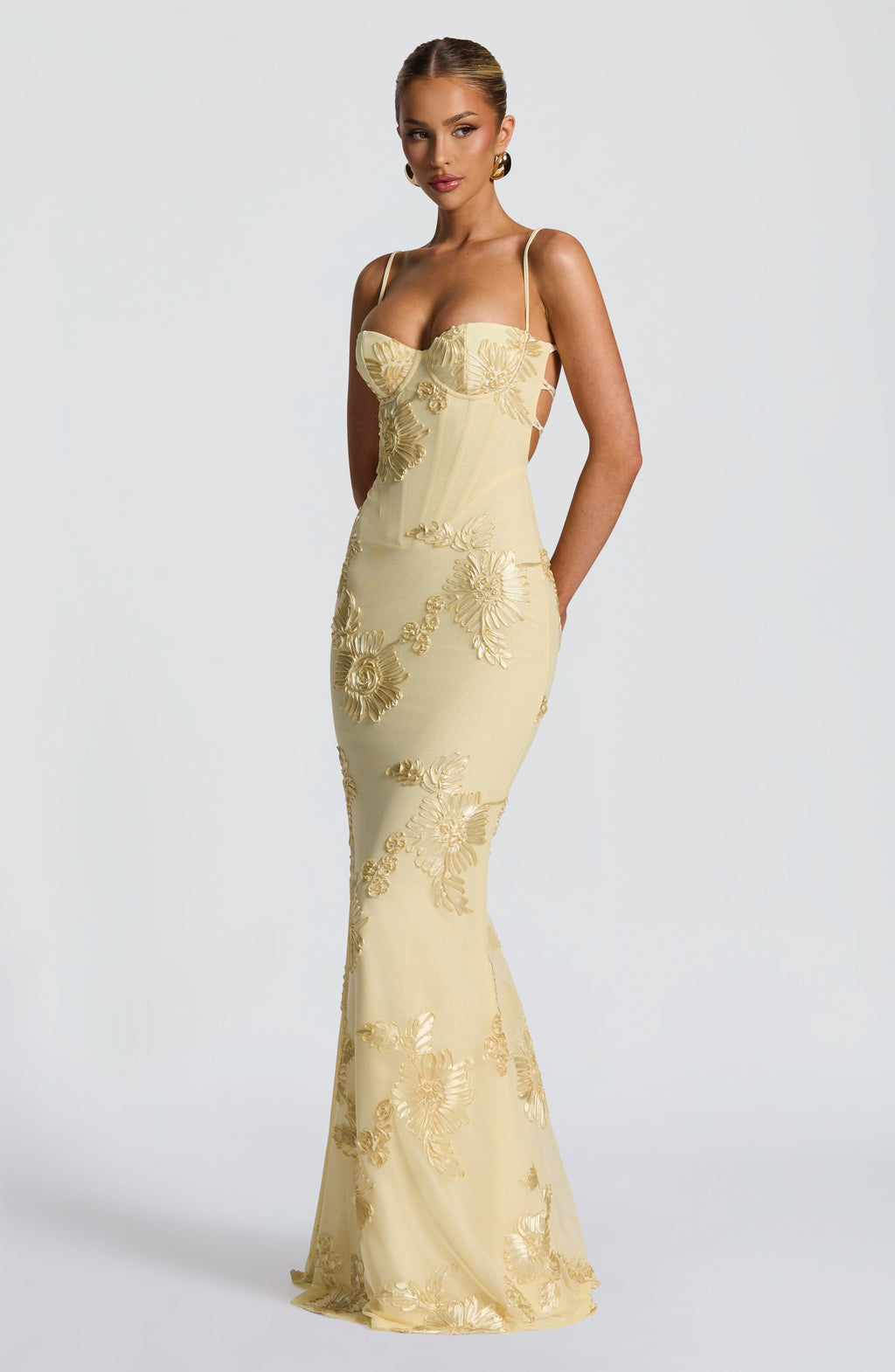 Dorothy | Dames Bloemen Geborduurde Maxi Jurk Voor Bruiloftsgasten