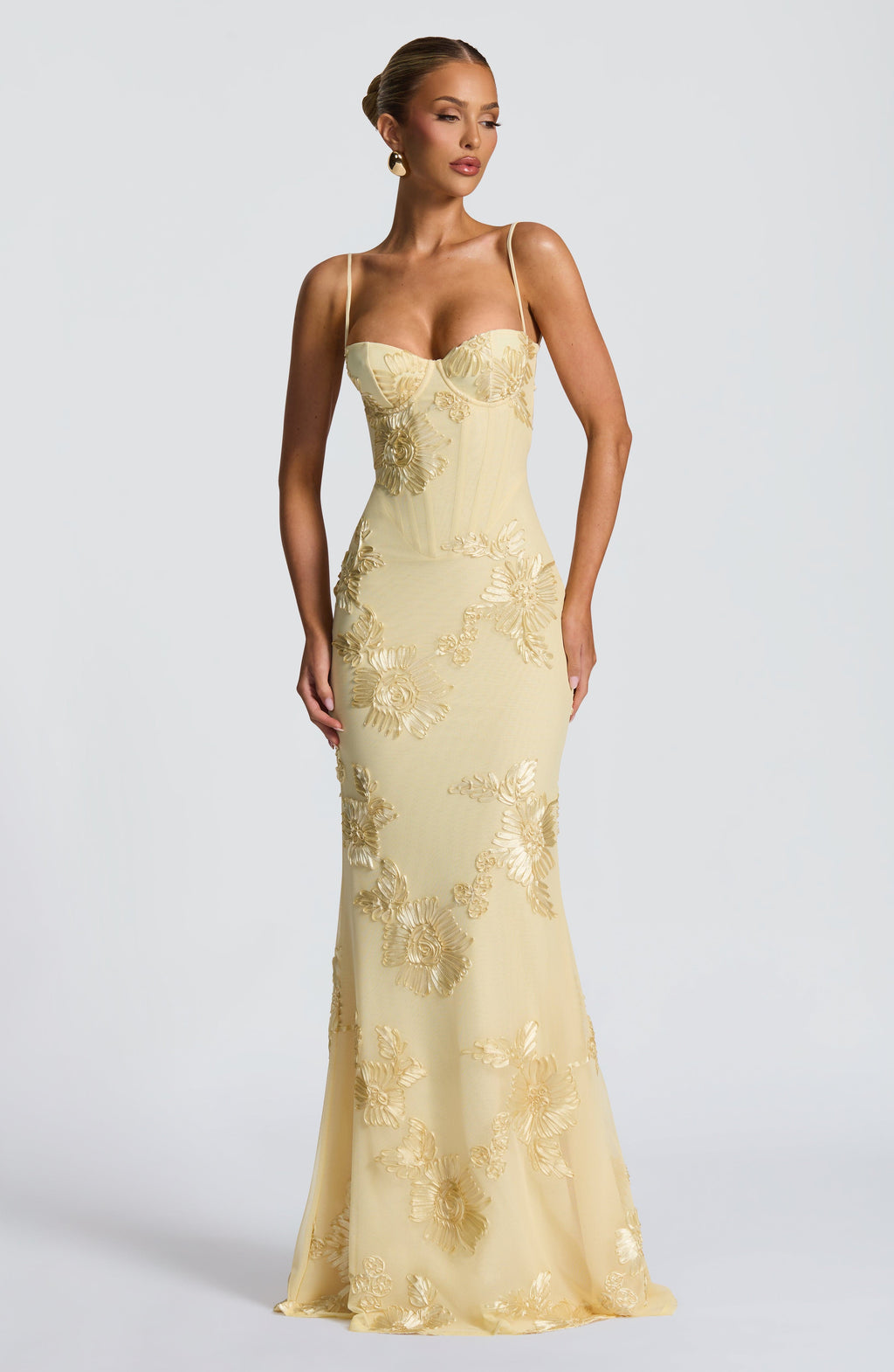 Dorothy | Dames Bloemen Geborduurde Maxi Jurk Voor Bruiloftsgasten